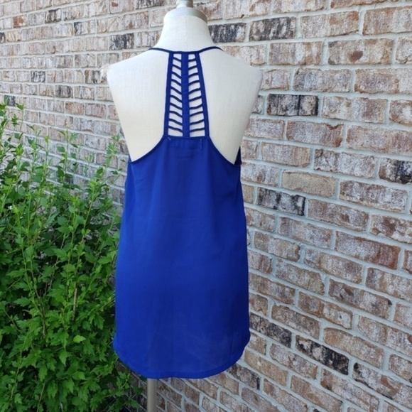 DINA BE embellished blue tank tops sz M - Picture 2 of 7